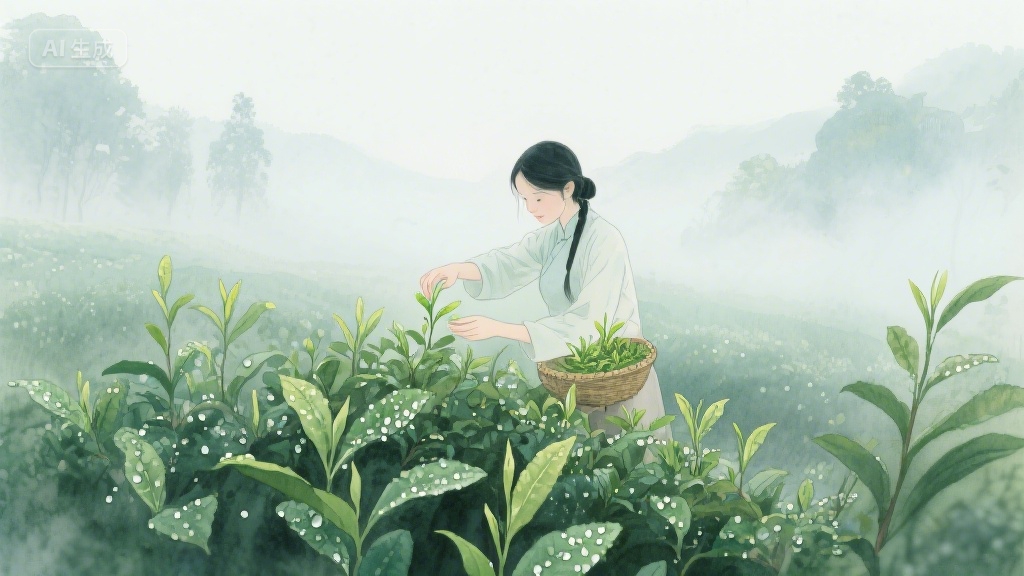 茶事三叠：春山、竹篓与青瓷盏