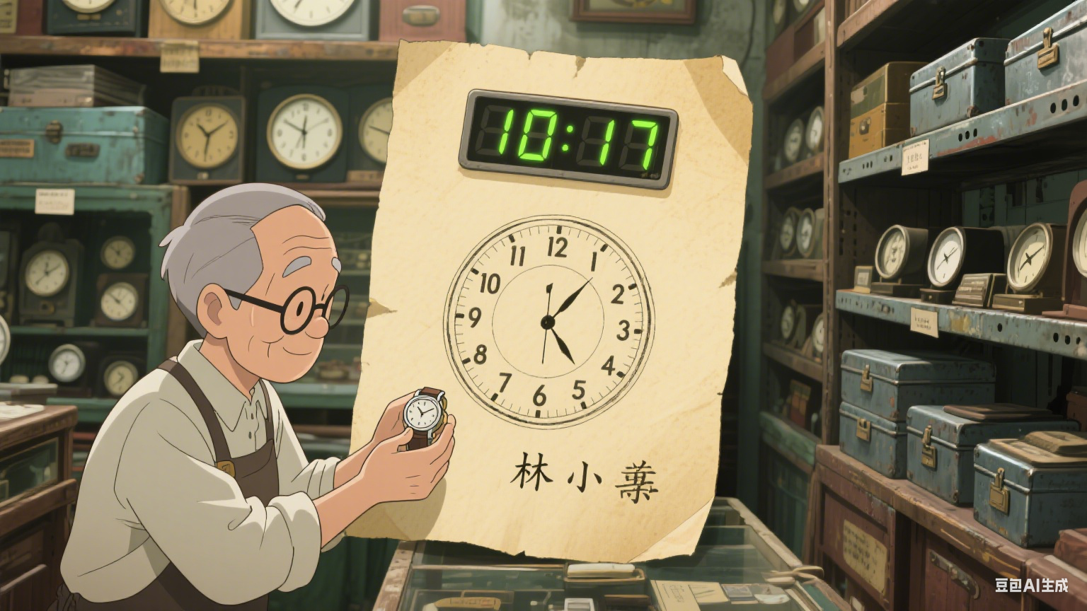 老钟表店里的循环光影