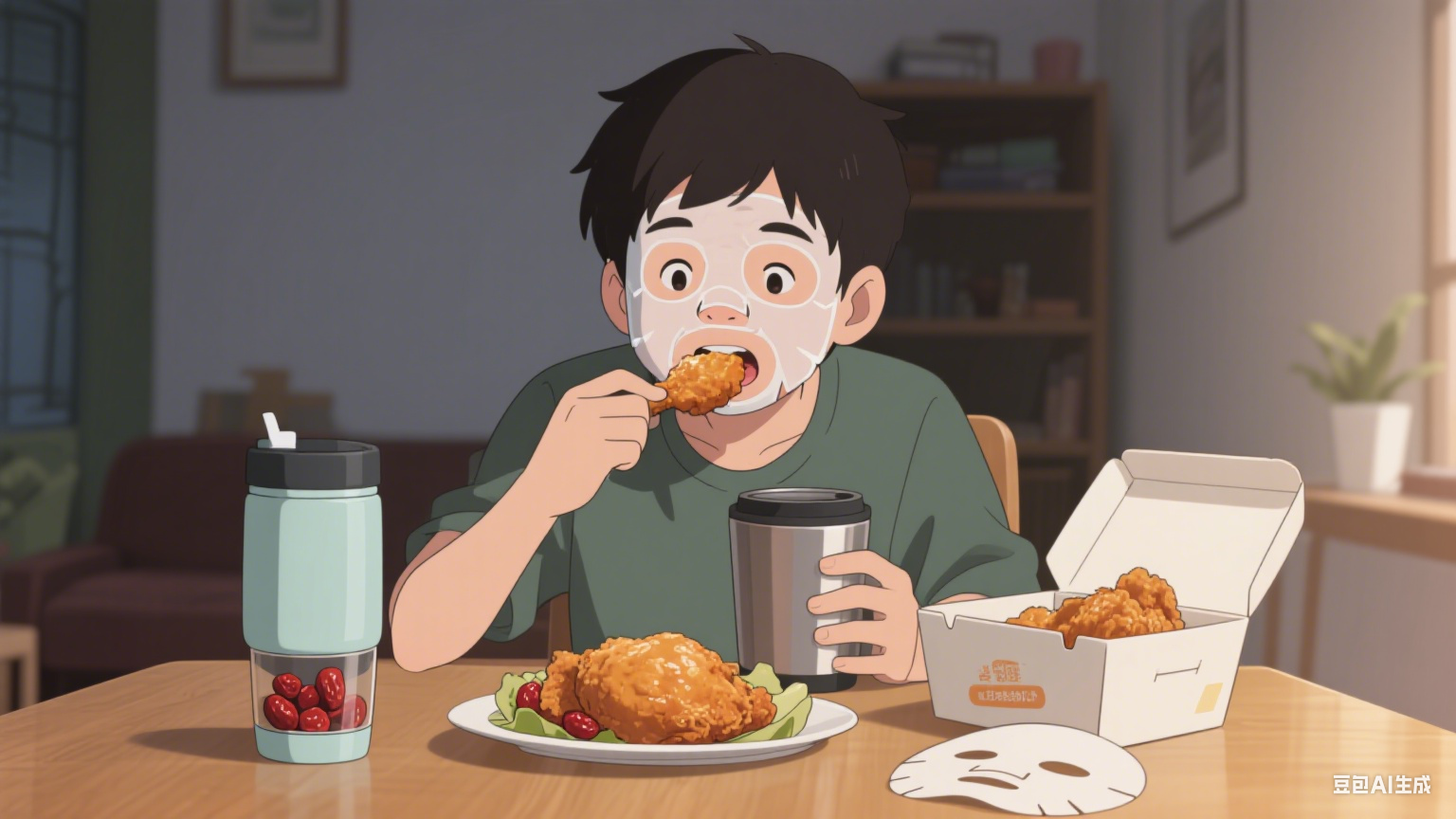 当代年轻人的 “伪养生”：左手保温杯泡枸杞，右手火锅配冰啤