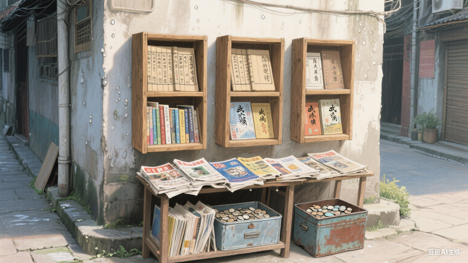 巷尾的旧书摊